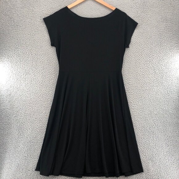Lbisse Dress Womens 1X Plus Black A Line Travel Knit Short Sleeve Knee Length - Picture 3 of 11